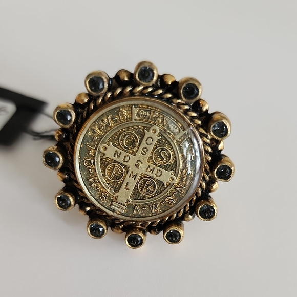 VSA Designs Virgins Saints & Angels Gold and Black Decorative Ring